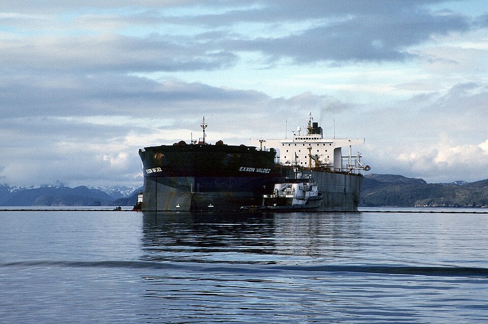 The Exxon Valdez tanker in Prince William Sound