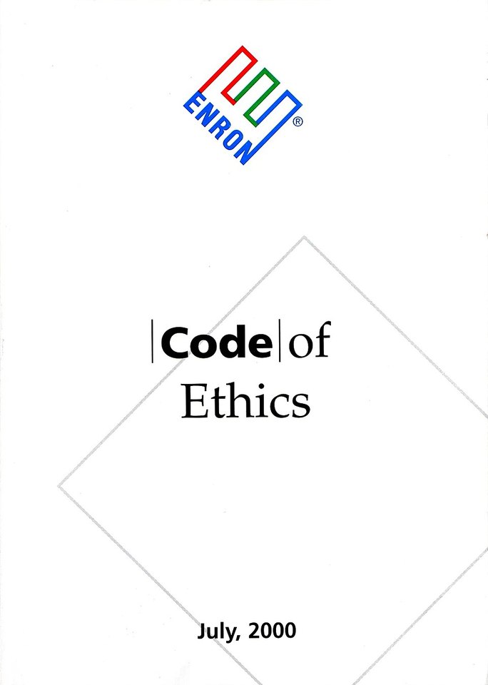 Cover of the Enron Code of Ethics handbook