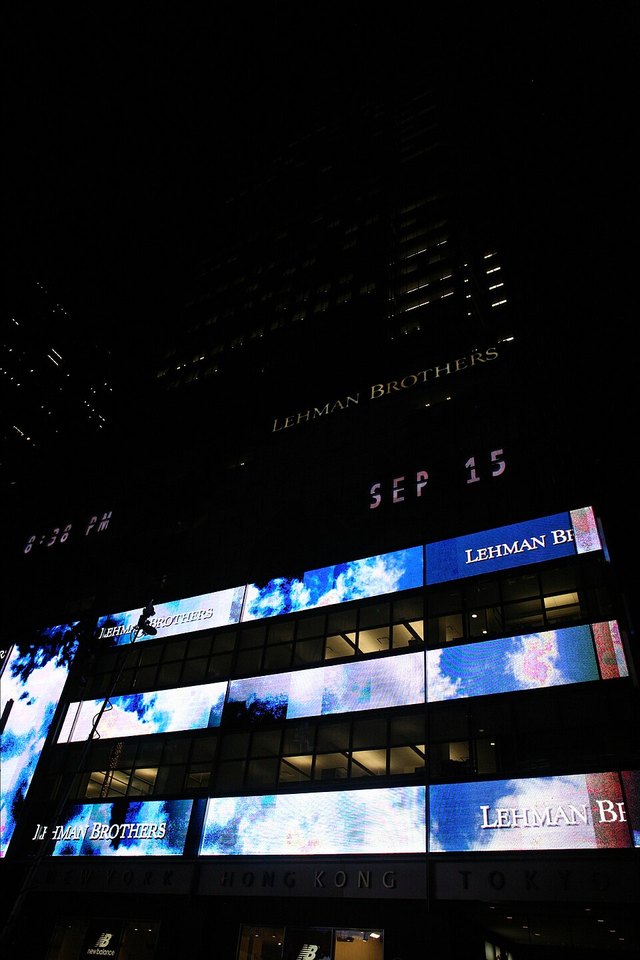 Lehman Brothers headquarters in New York City on 15 September 2008