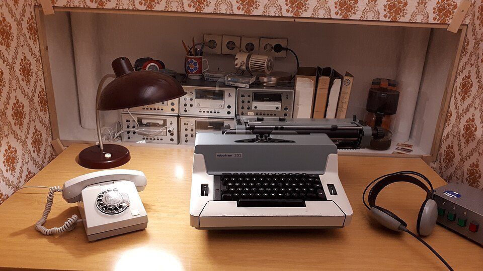 A surveillance-room display at Berlin’s DDR Museum; a museum exhibit, not an operational photograph of Zersetzung.