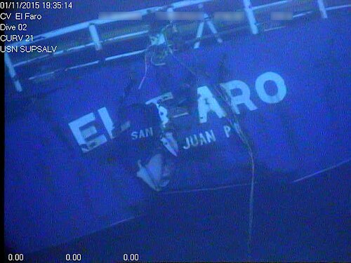 The stern of the El Faro wreck on the seafloor