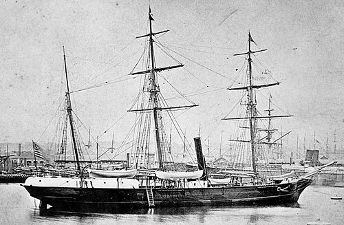 Steam yacht Jeannette at Le Havre in 1878 before its Arctic expedition