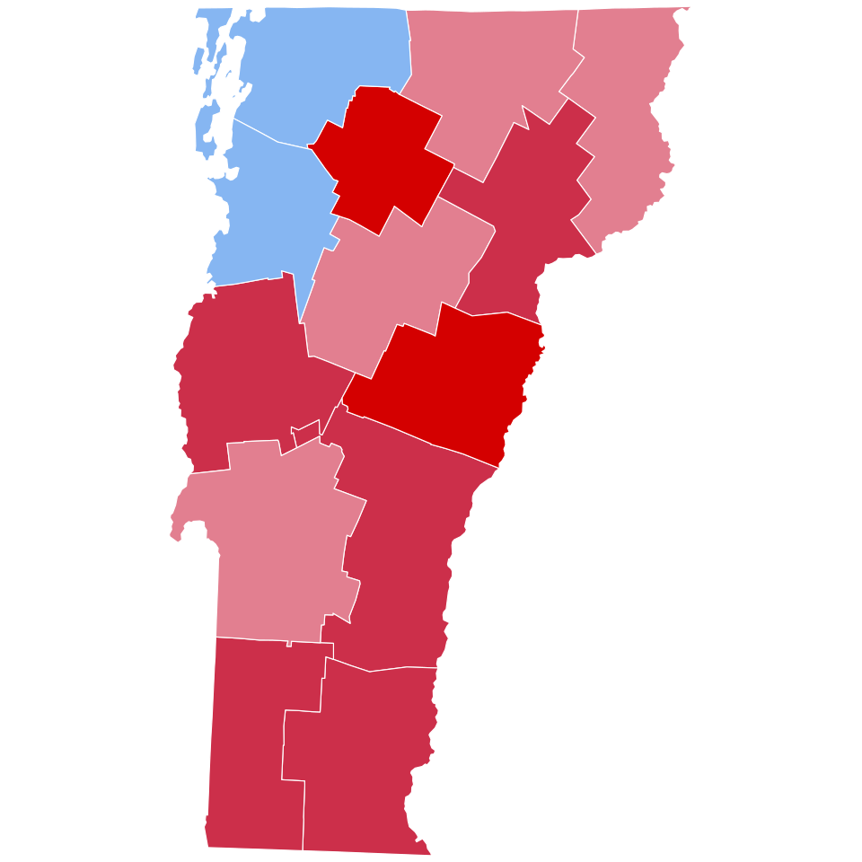 County-level results map for Vermont in the 1960 presidential election.
