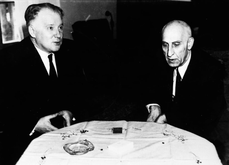 Mohammad Mosaddeq meeting Soviet ambassador Anatoly Lavrentiev before the 1953 coup.