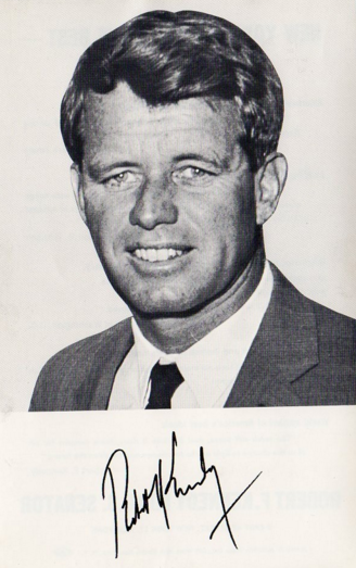 Robert F. Kennedy campaign portrait and signature flyer from 1968.