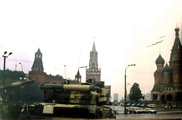 T-80 tanks in Red Square during the 1991 Soviet coup attempt.
