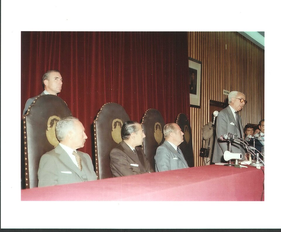Jorge Rafael Videla at a University of La Plata ceremony in 1980.