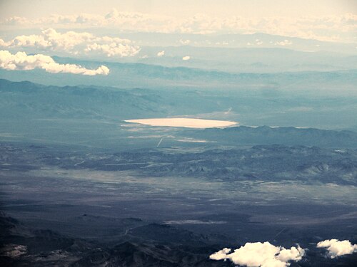 A distant view of Groom Lake and the surrounding Nevada desert