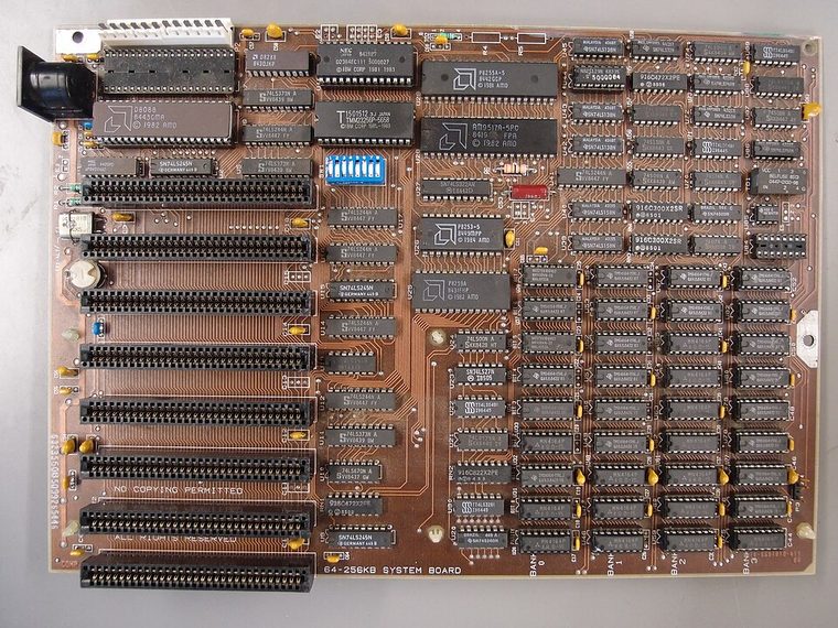 Photograph of IBM 5160 XT System Board
